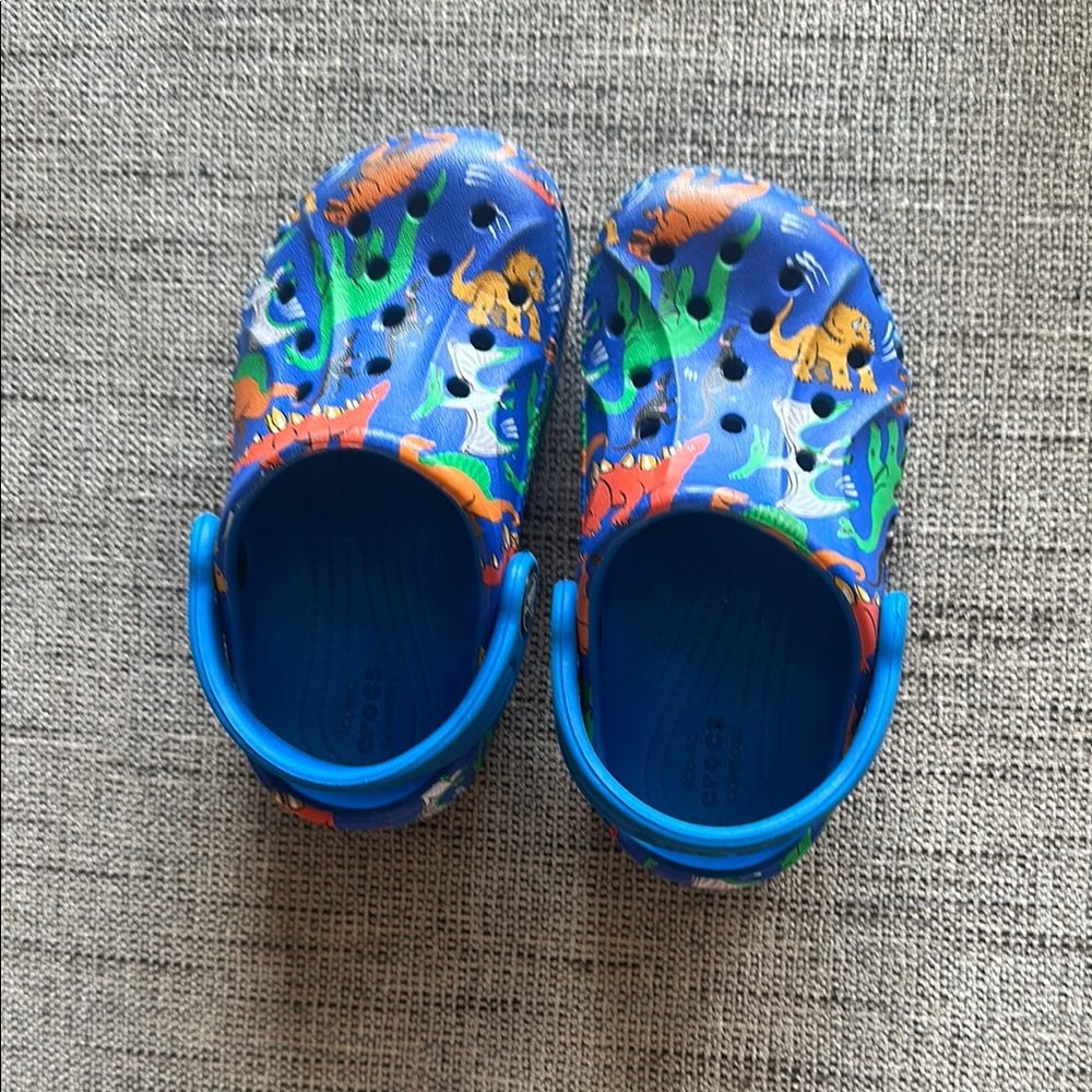 Kids Blue Crocs with Animal Print